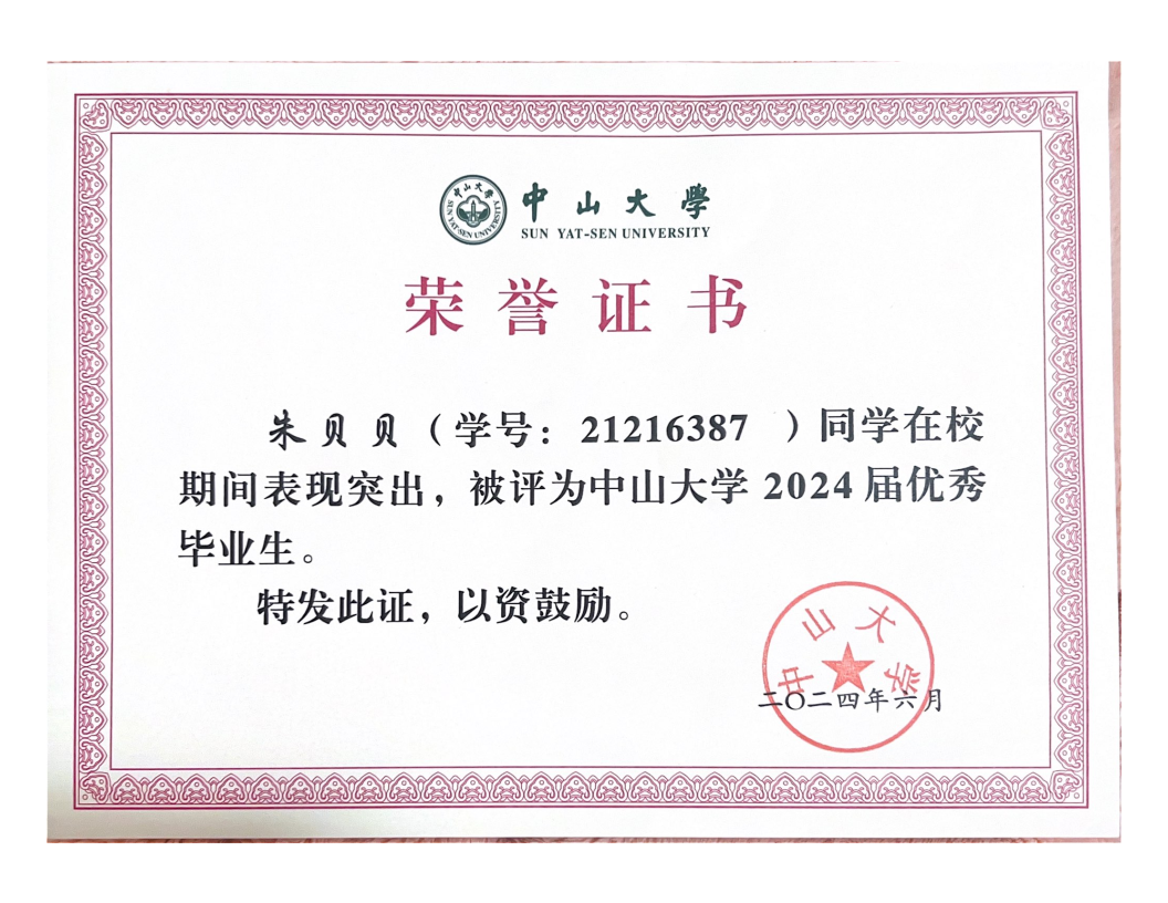 2024届优秀毕业生荣誉证书